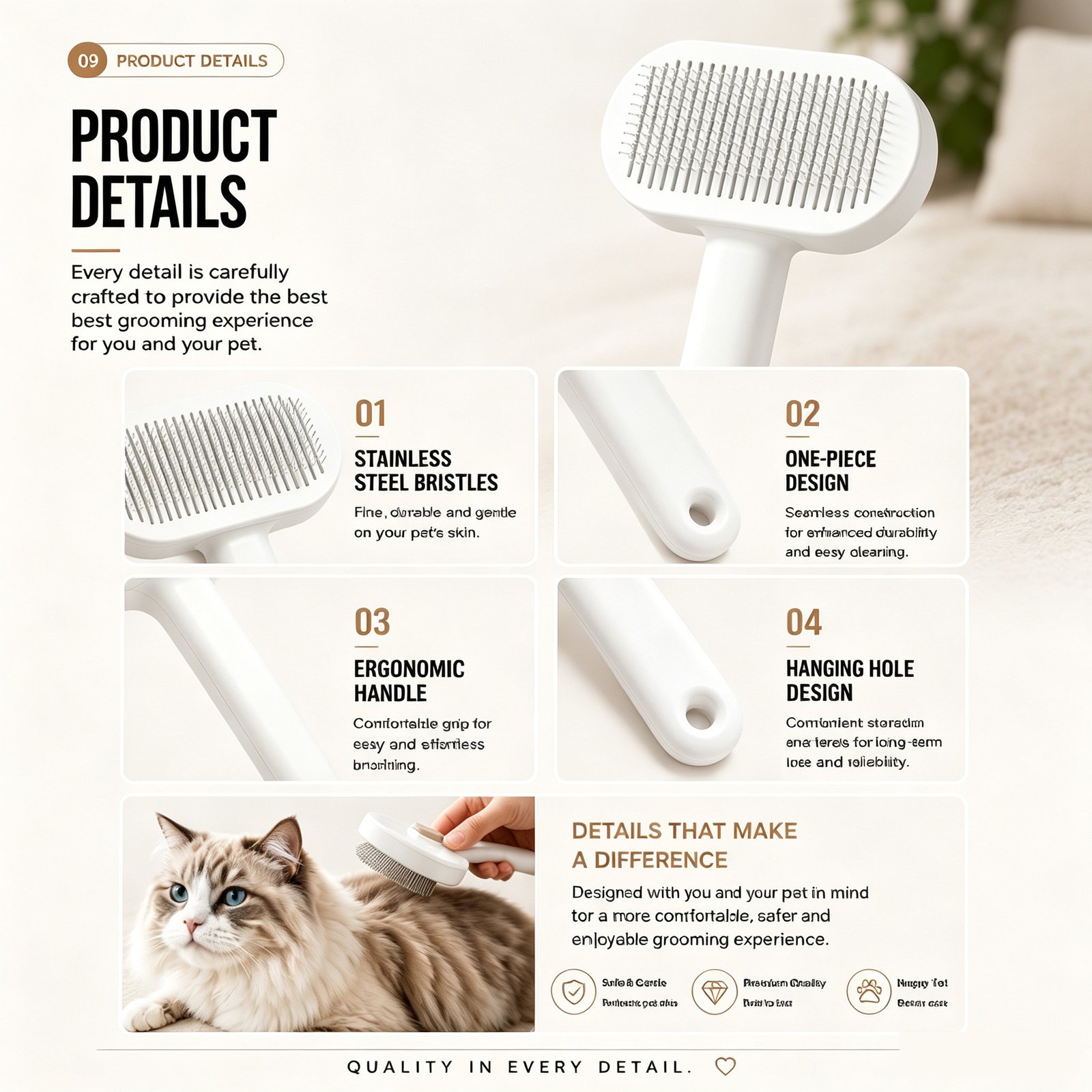 Pet Deshedding Brush ( Self-Cleaning ) - Image 3