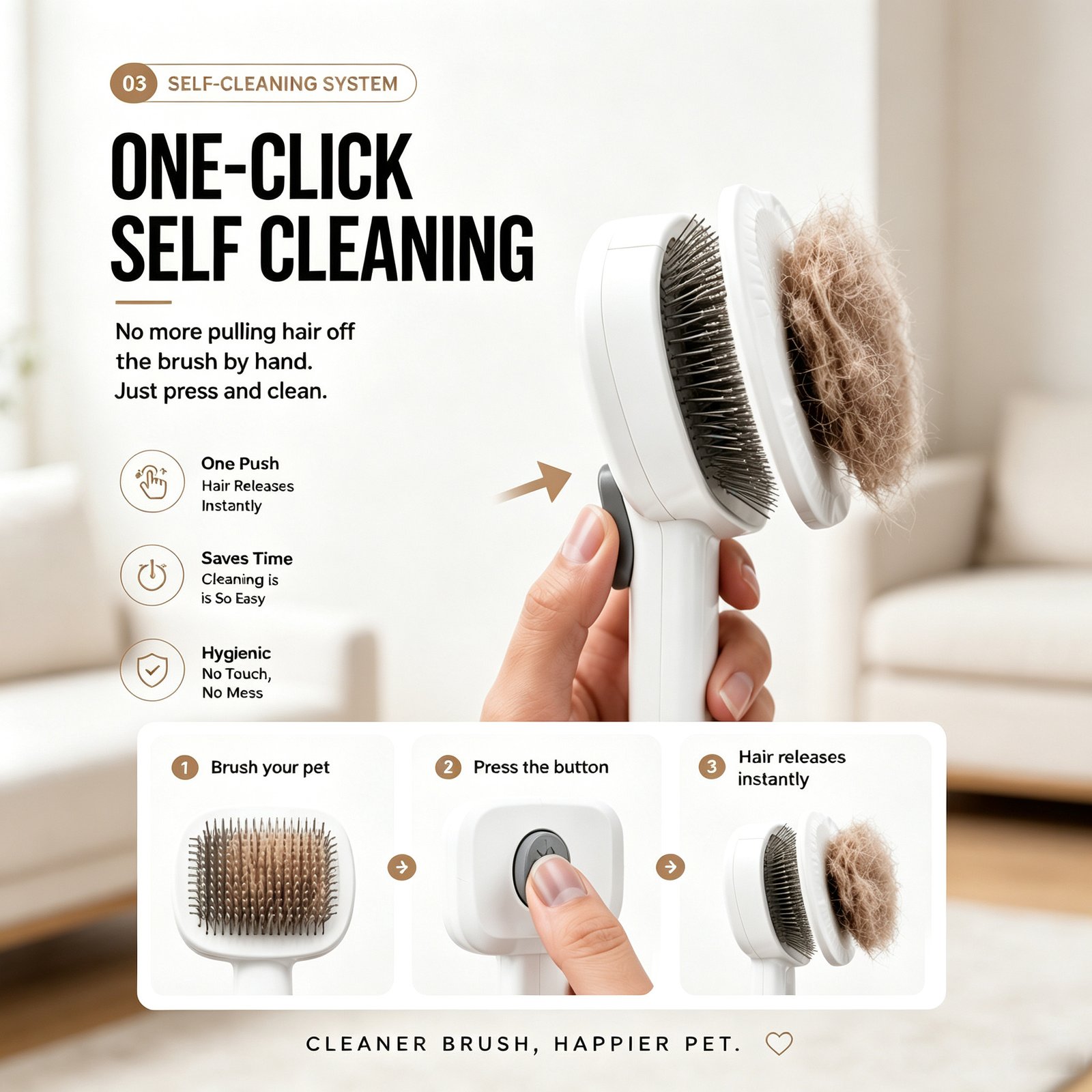 Pet Deshedding Brush ( Self-Cleaning ) - Image 4